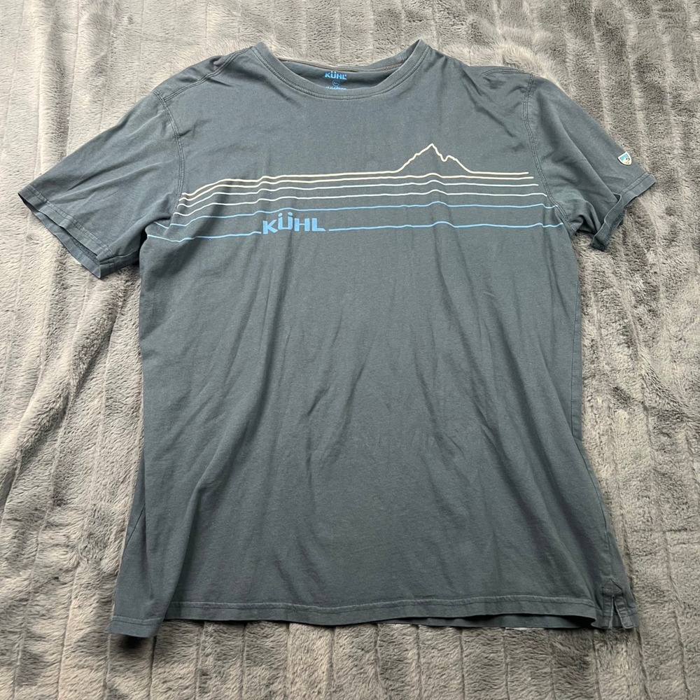 Kuhl Wildfibre Mens XXL Organic Cotton Mountain Graphic T-Shirt Blue Gray 12879